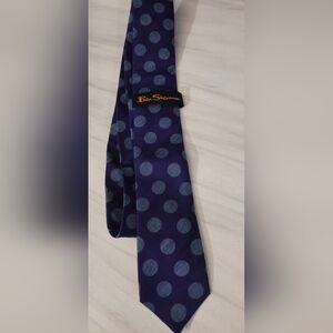 Ben Sherman purplue & blue polka-dot tie new